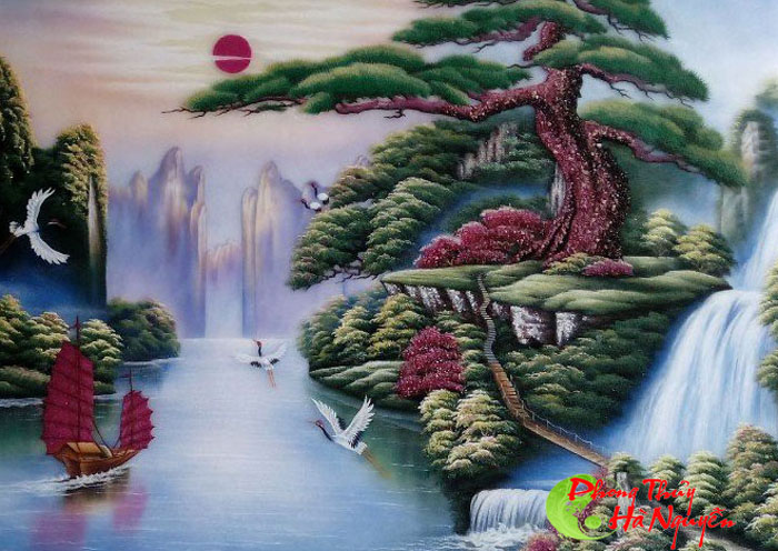 tranh đá quý thuận buồm xuôi gió